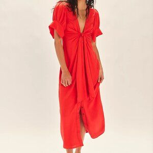 Free People/free-est Vintage Summer Midi Dress | Tangerine Tango | Large